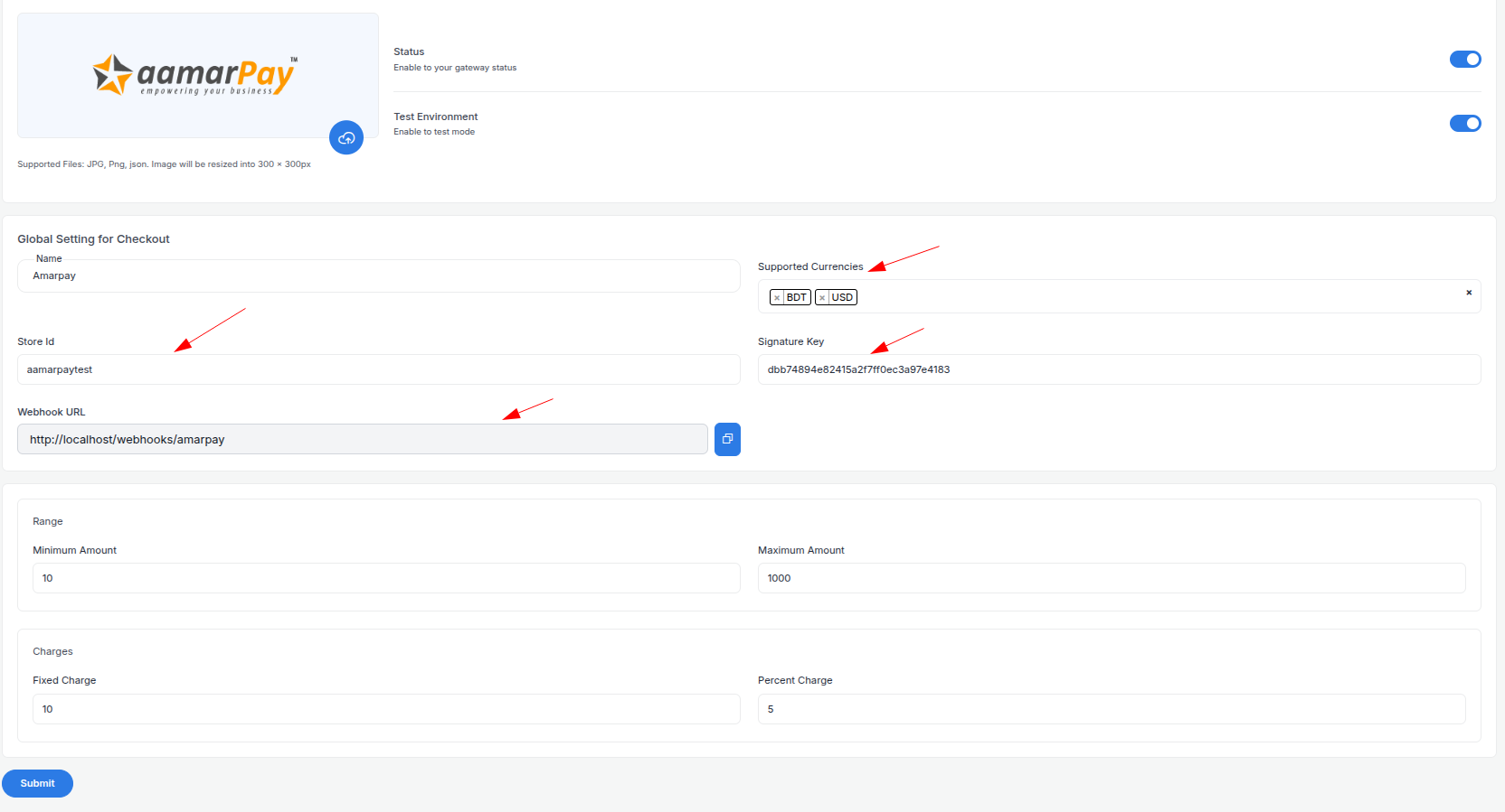 aamarPay API Keys
