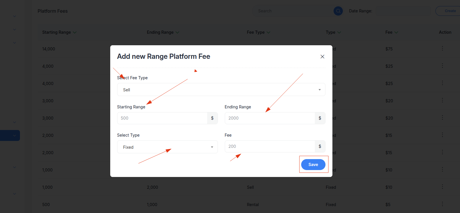 Platform Fee Mange