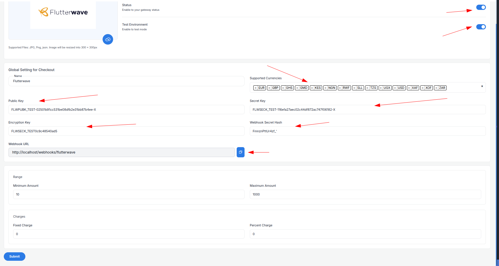 Flutterwave API Keys