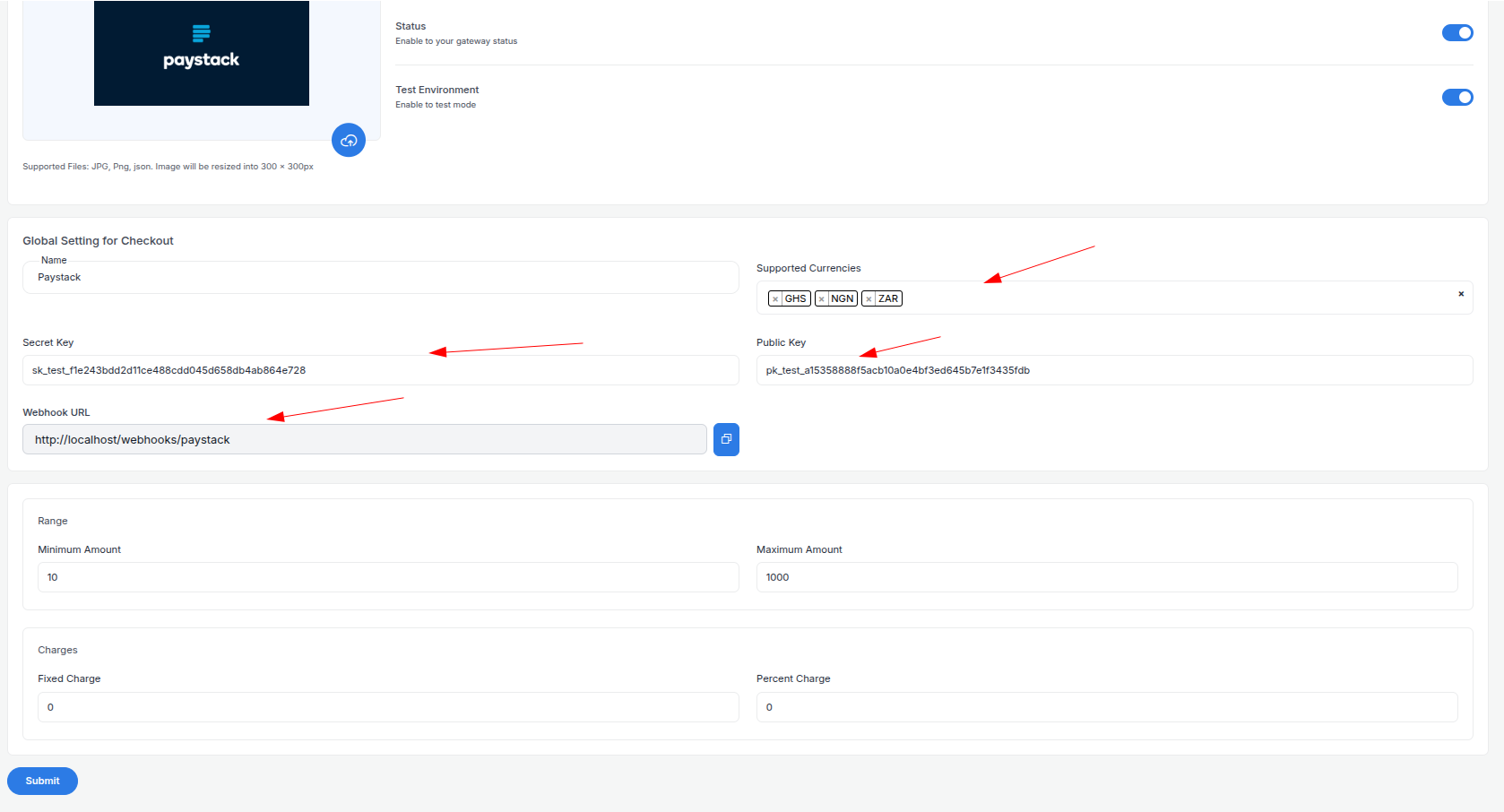 Paystack API Keys