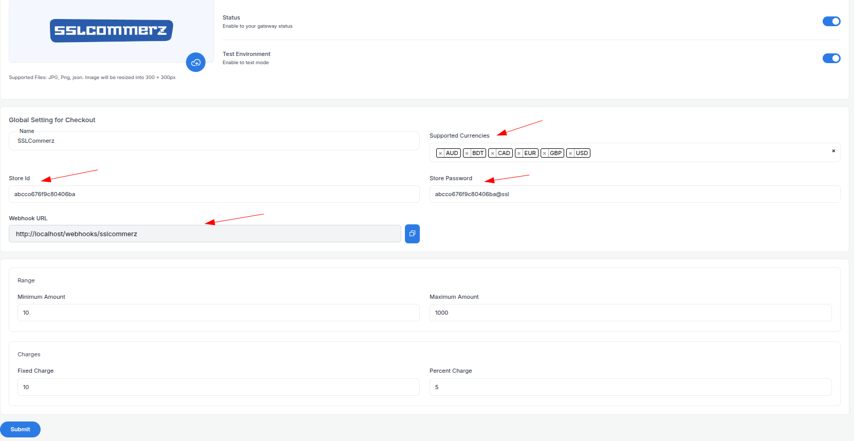 SSLCOMMERZ API Keys