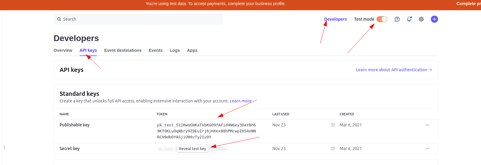 Stripe API Keys