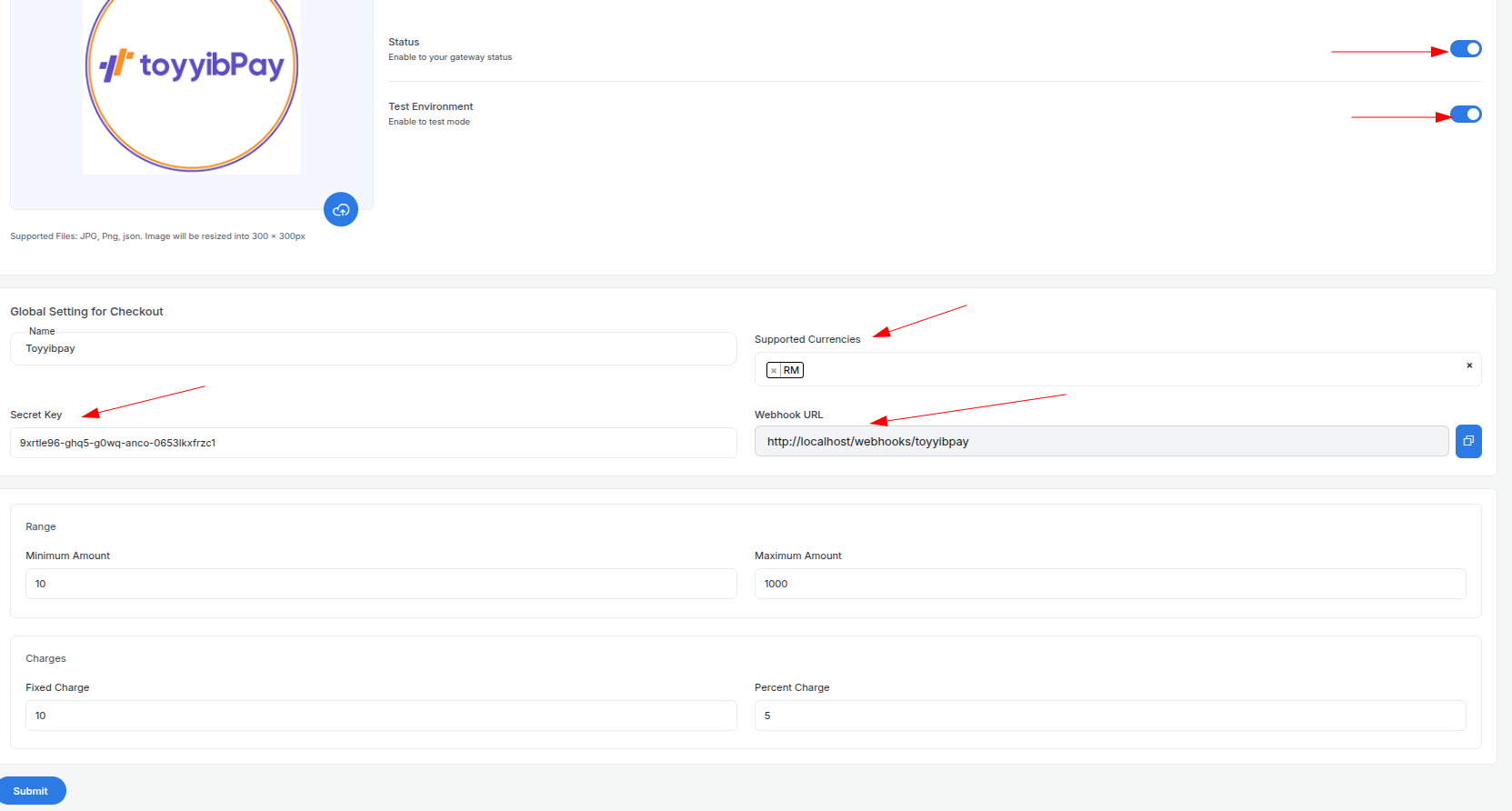 ToyyibPay API Keys