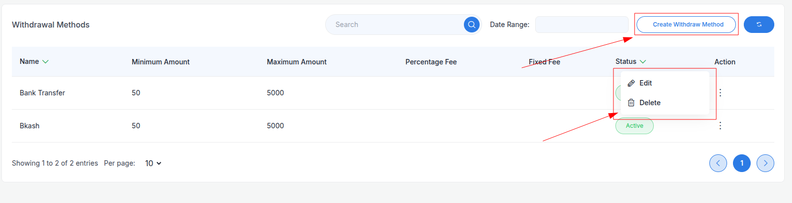 withdraw method